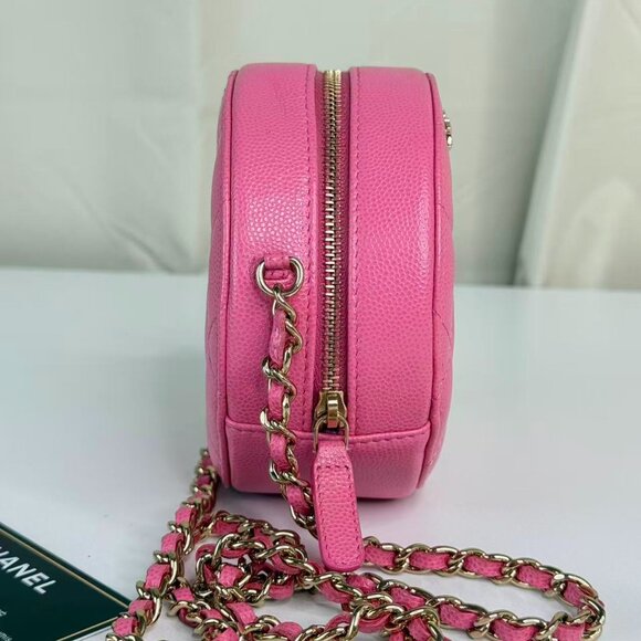 Chanel Pink Leather Round Shoulder Bag Crossbody - Picture 5 of 8